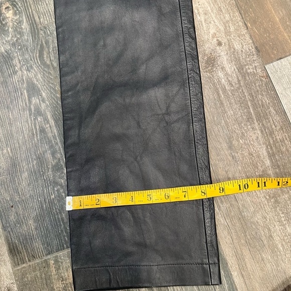Escada Black Leather Lambskin Pants Size 40 (German) =US 8/10 Straight Leg - Picture 4 of 10